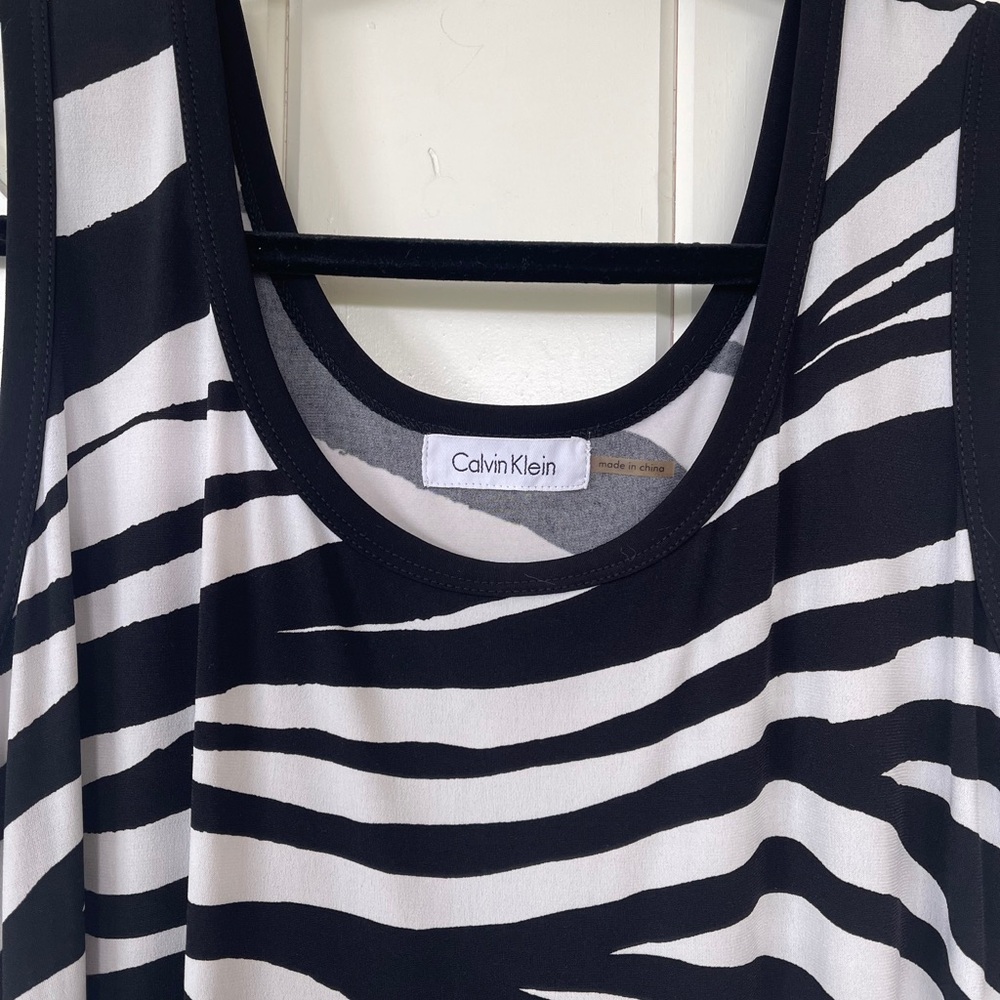 Calvin Klein Black and White Sleeveless Maxi Sundress - Picture 2 of 3
